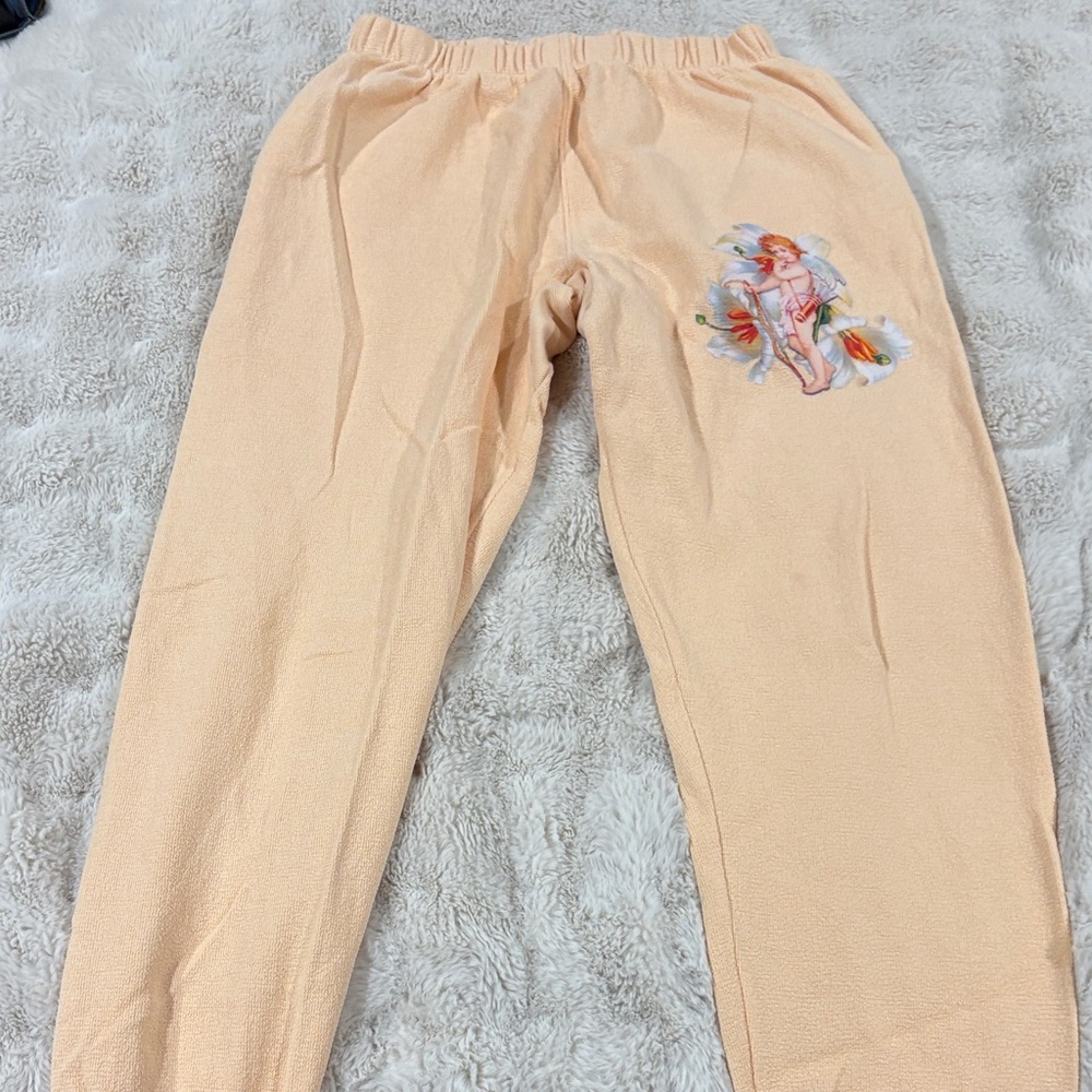 Boys Lie Peach cherub waffle Joggers “I am not wear you left me”  size Medium - Picture 4 of 7
